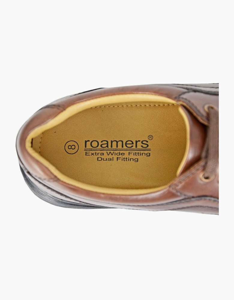 Roamers Leather Extra Wide Fit Mens Shoes Brown