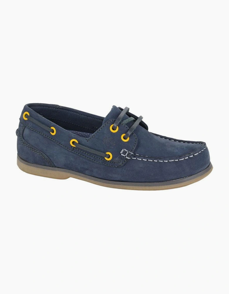 Dek Stern Leather Mens Boat Shoes Navy