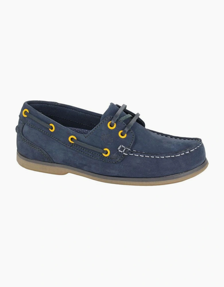 Dek Stern Leather Mens Boat Shoes Navy