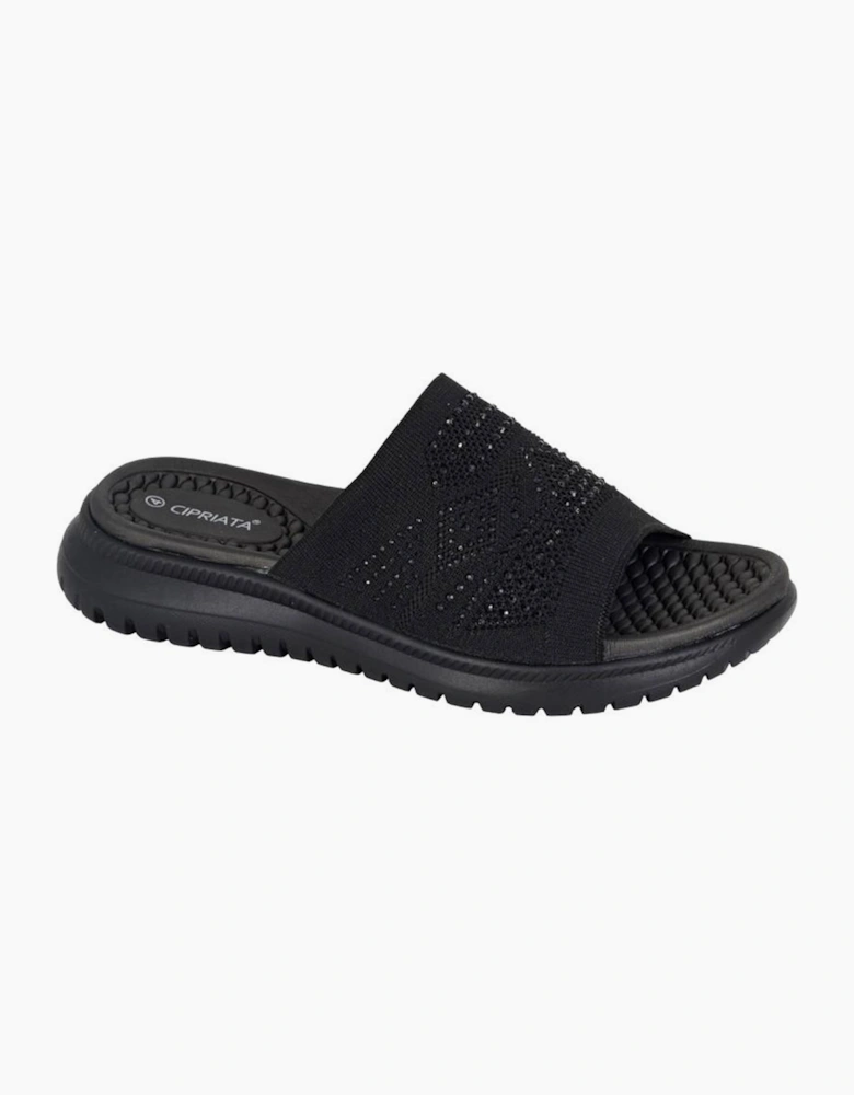 Cipriata Diamante Womens Mule Sandals Black