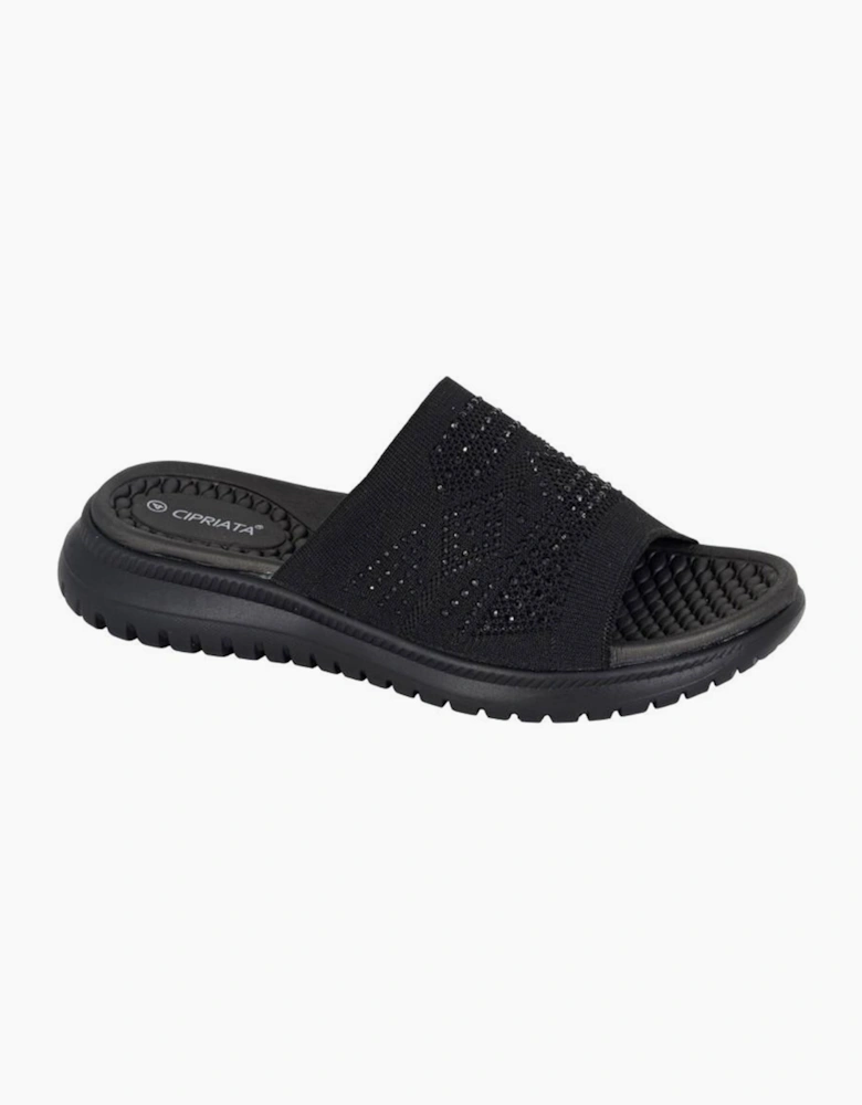 Cipriata Diamante Womens Mule Sandals Black