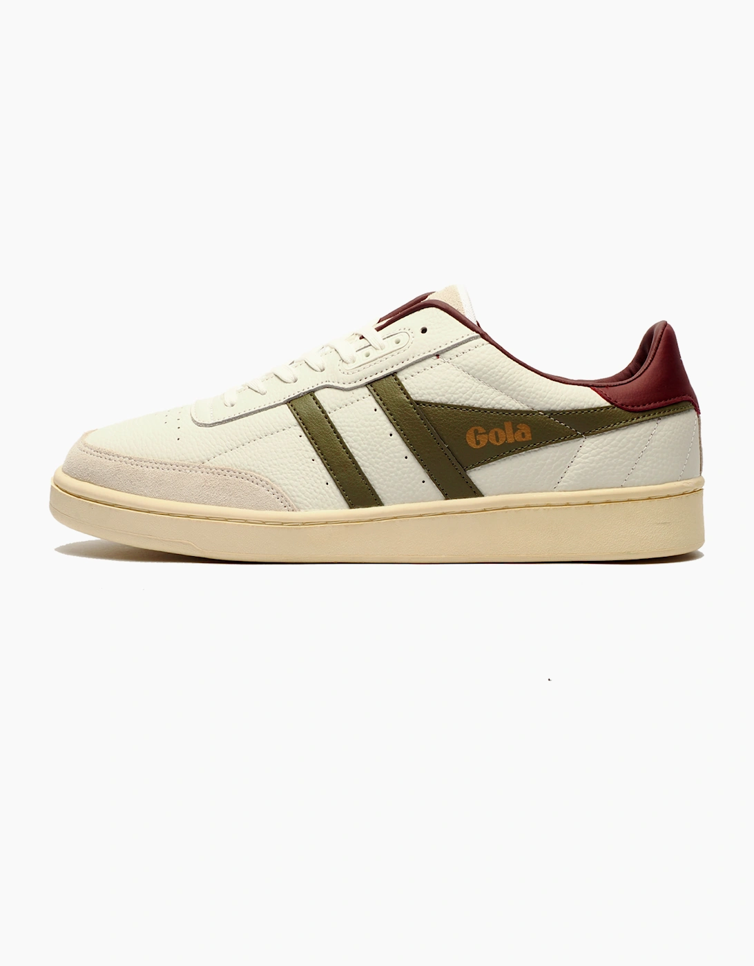 Gola Classics Contact Leather Mens Trainers White / Khaki / Burgundy