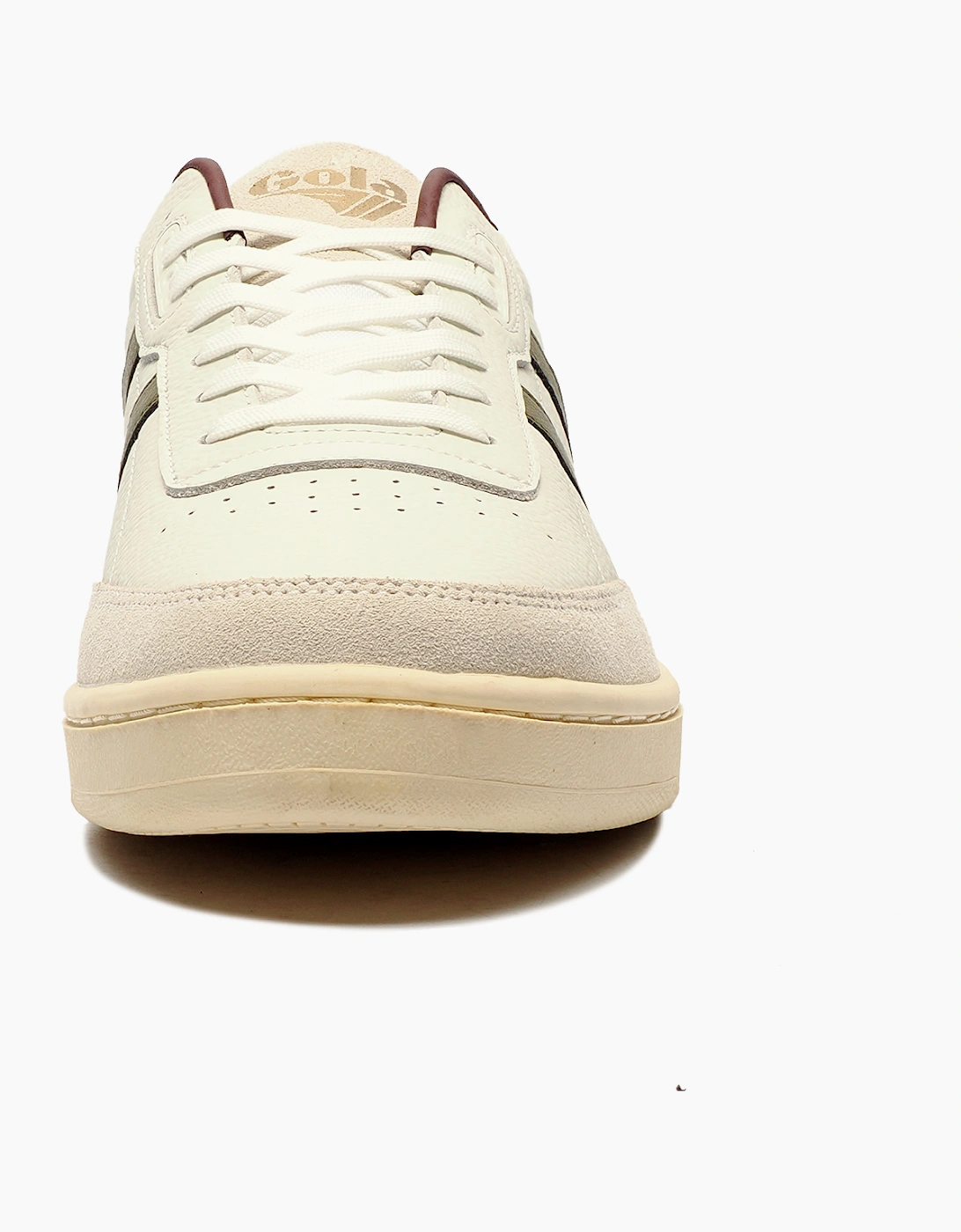Gola Classics Contact Leather Mens Trainers White / Khaki / Burgundy
