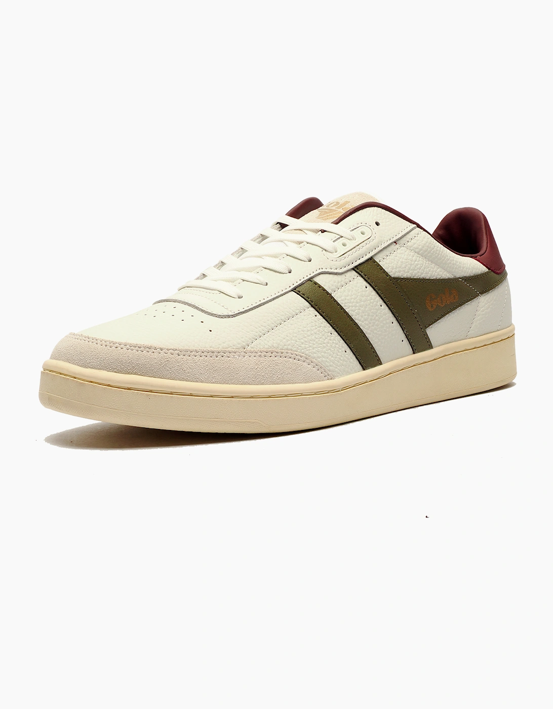 Gola Classics Contact Leather Mens Trainers White / Khaki / Burgundy