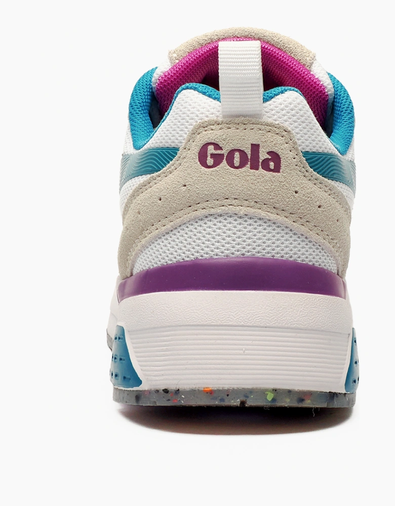 Gola Navis Womens Trainers White / Peacock / Floxglove