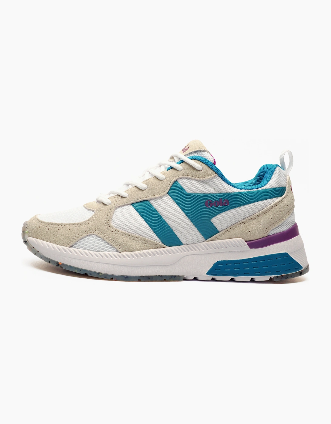 Gola Navis Womens Trainers White / Peacock / Floxglove