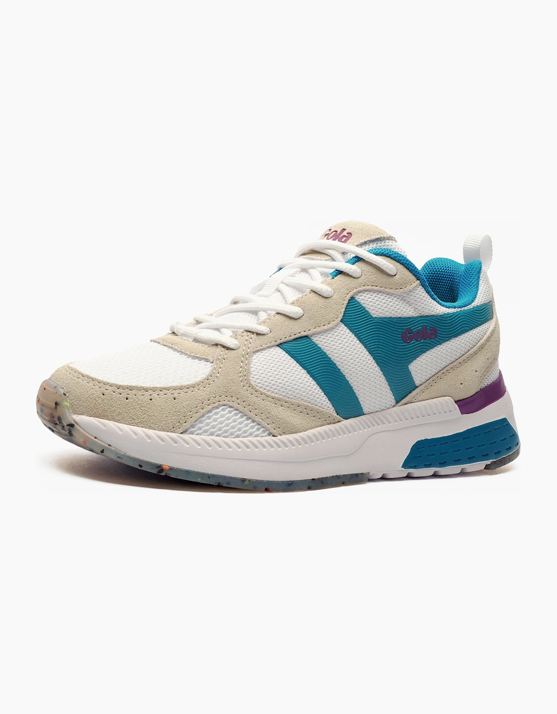 Gola Navis Womens Trainers White / Peacock / Floxglove