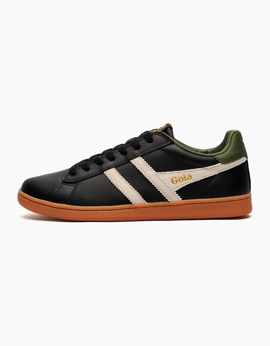Gola Classics Equipe II Leather Mens Trainers Black / Off White / Khaki