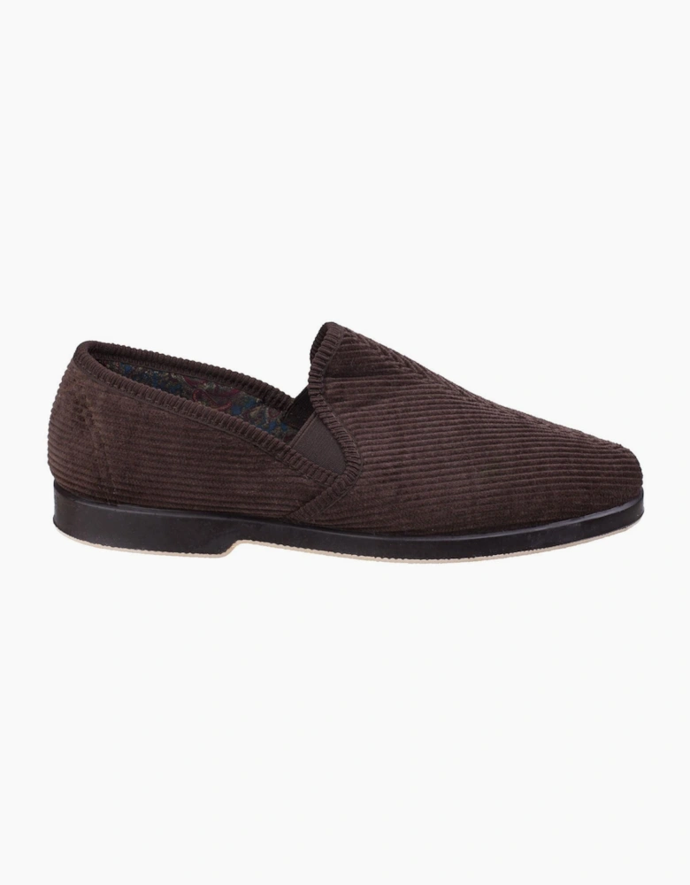 GBS Twin Gusset Mens Slippers Brown