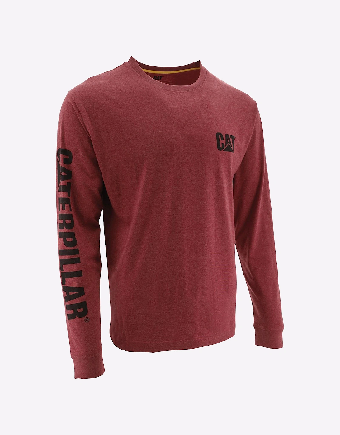 Caterpillar Men's Caterpillar Trademark Banner Long Sleeve T-Shirt Mens Brick - Red