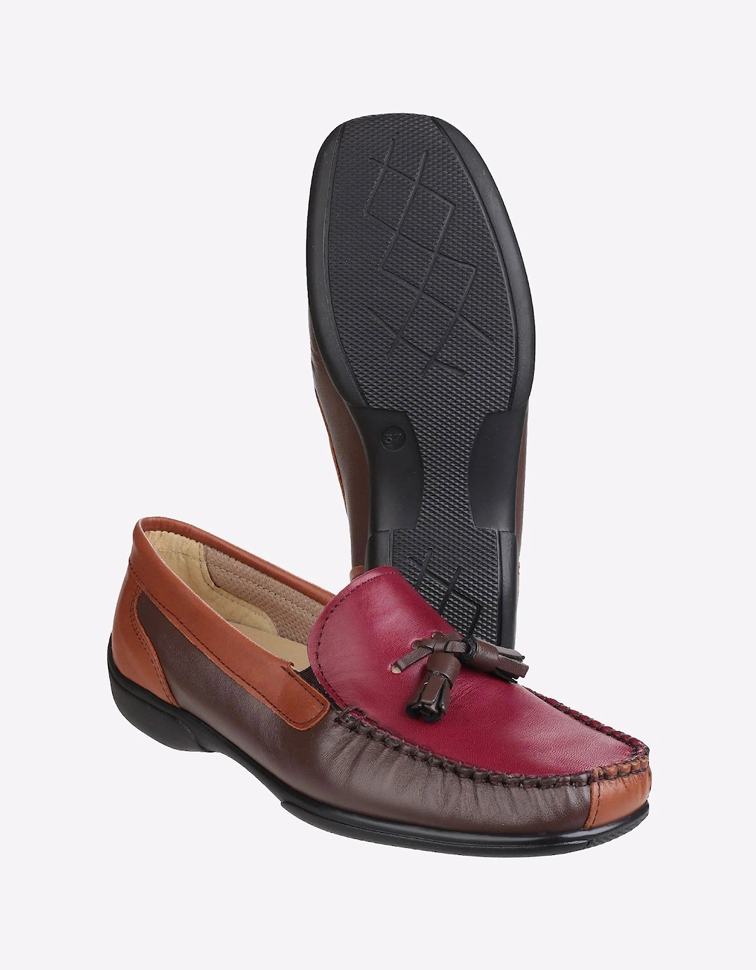 Cotswold Biddlestone Leather Womens Shoes Chestnut/Tan/Wine