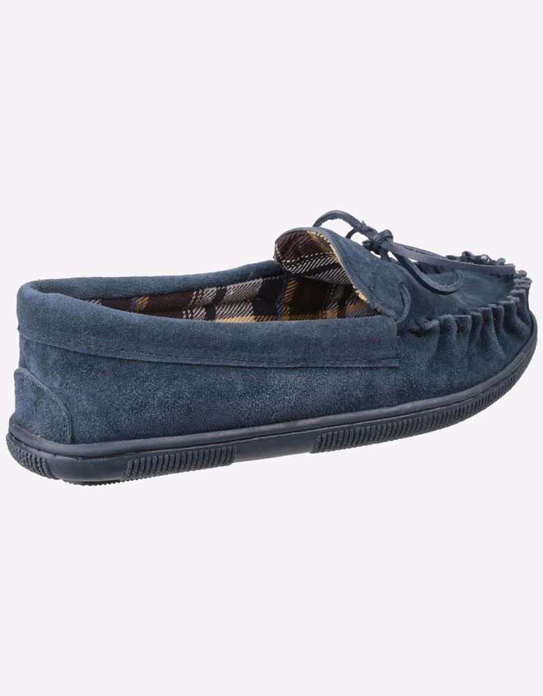 Cotswold Alberta Slip On Moccasin Slippers Mens Navy