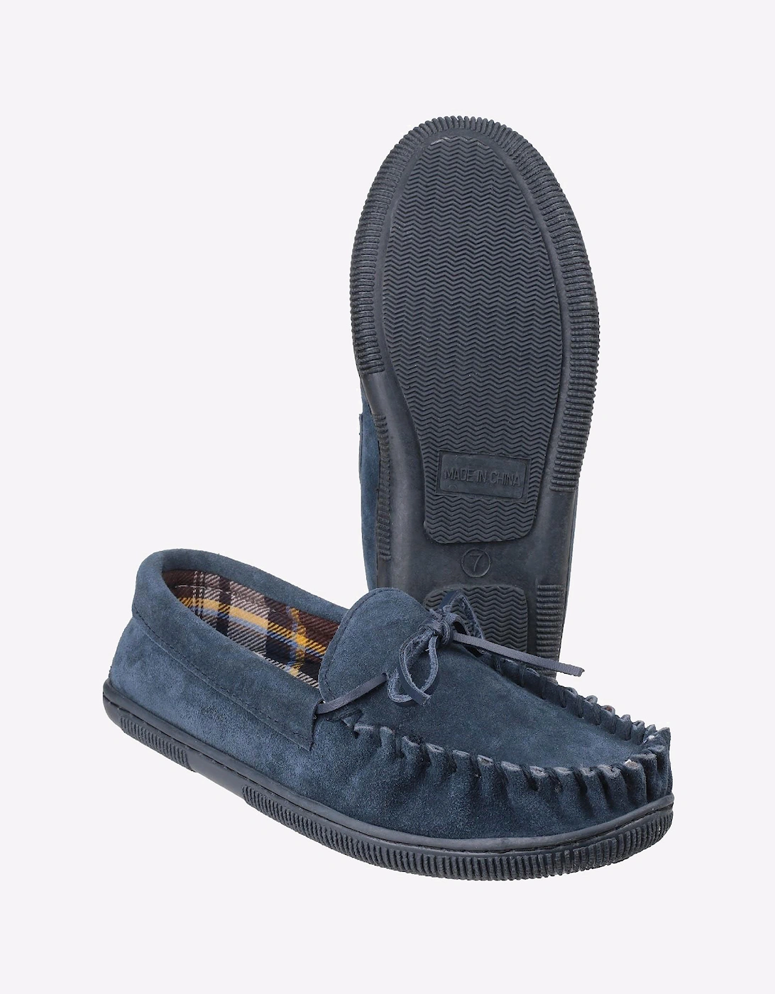 Cotswold Alberta Slip On Moccasin Slippers Mens Navy