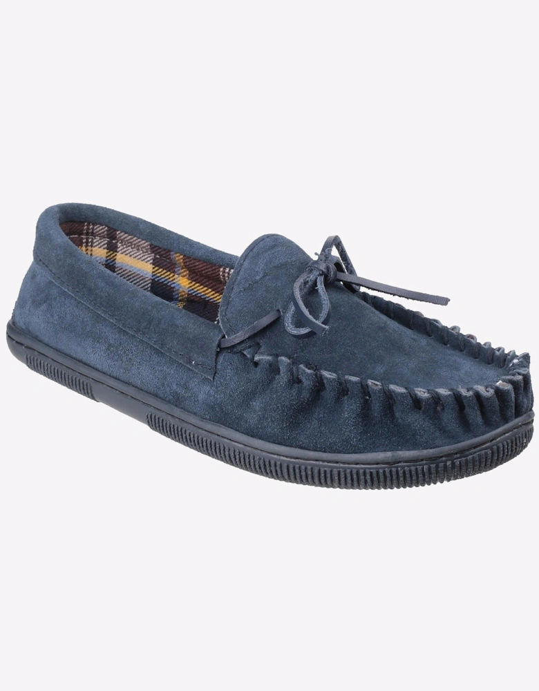 Cotswold Alberta Slip On Moccasin Slippers Mens Navy