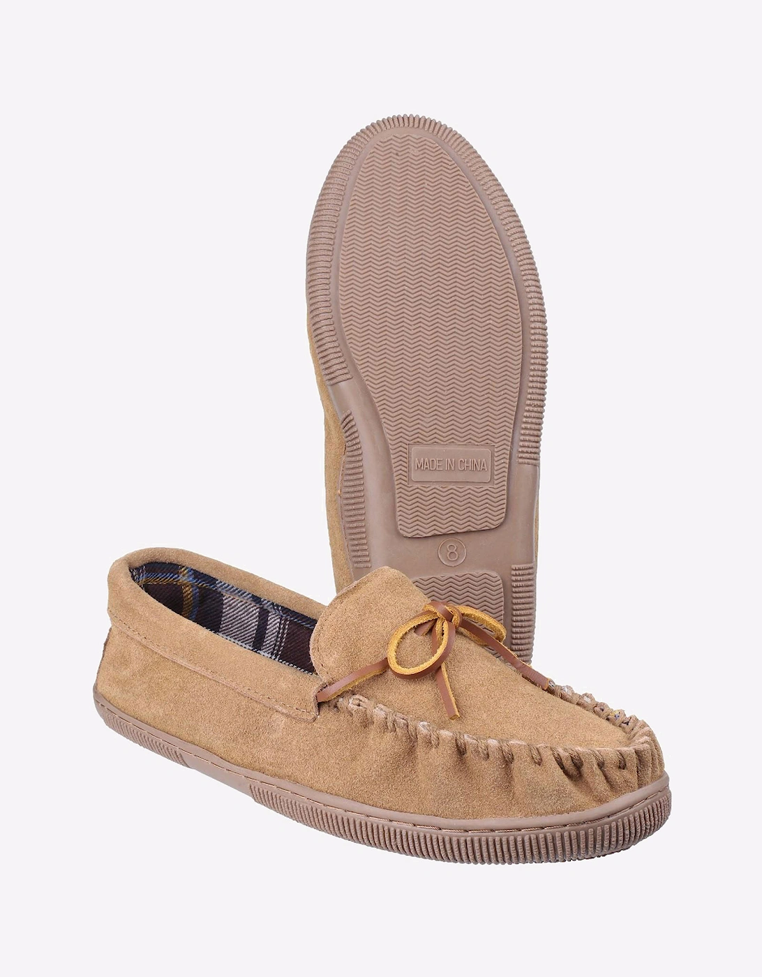 Cotswold Alberta Slip On Moccasin Slippers Mens Beige