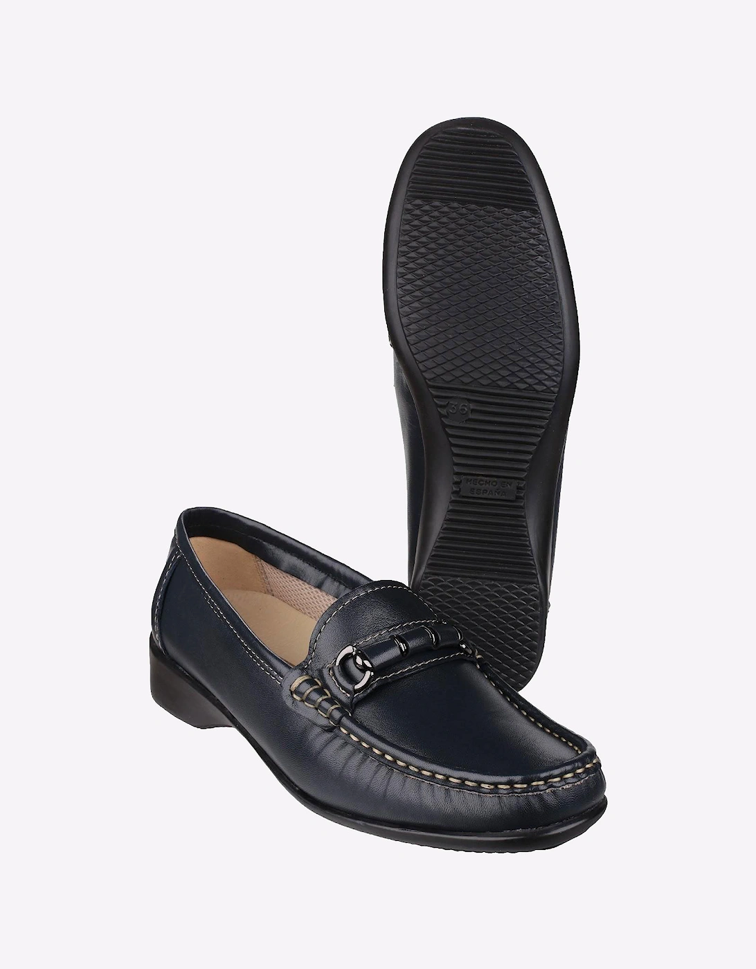Cotswold Barrington Leather Womens Loafer Shoes Navy