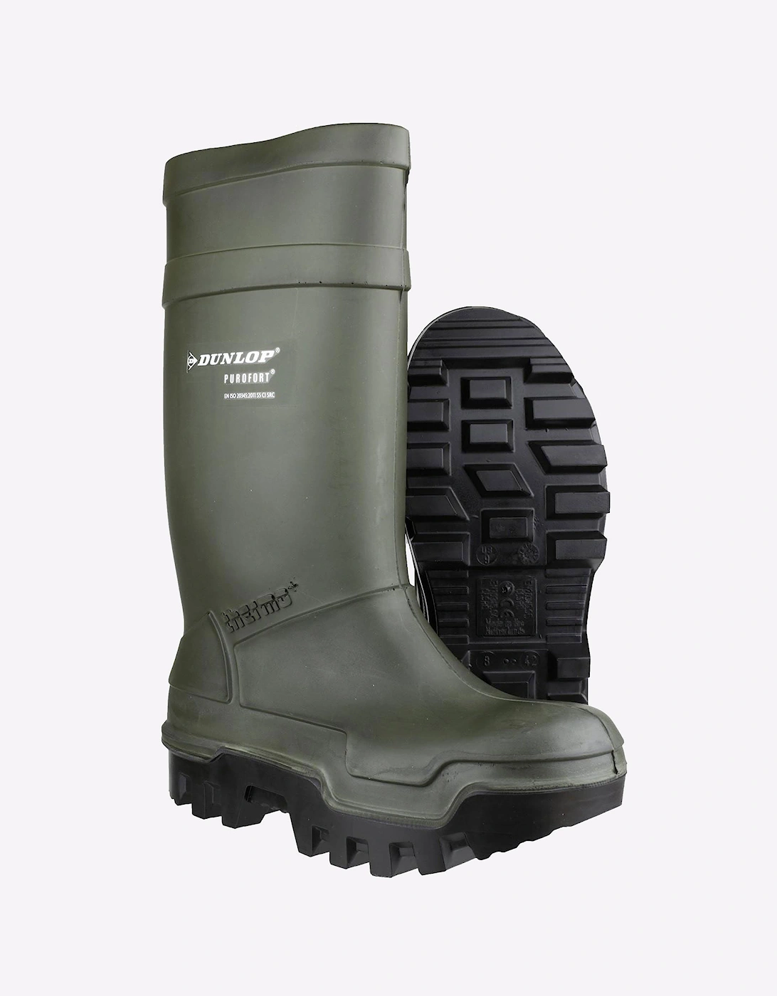 Dunlop Purofort Thermo+ Full Safety Mens Wellingtons Green