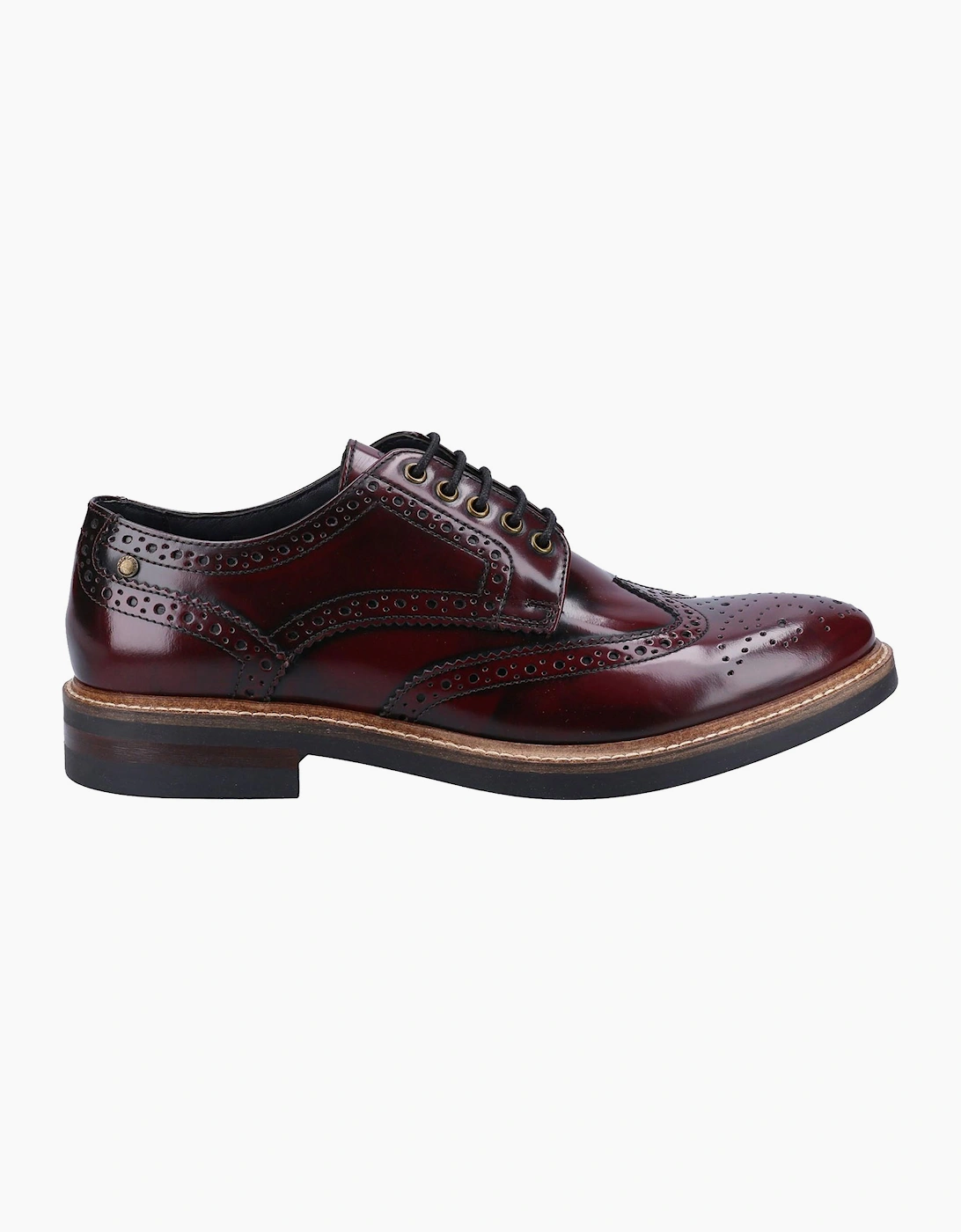 Base London Woburn Hi-Shine Brogue Leather Mens Shoes Bordo