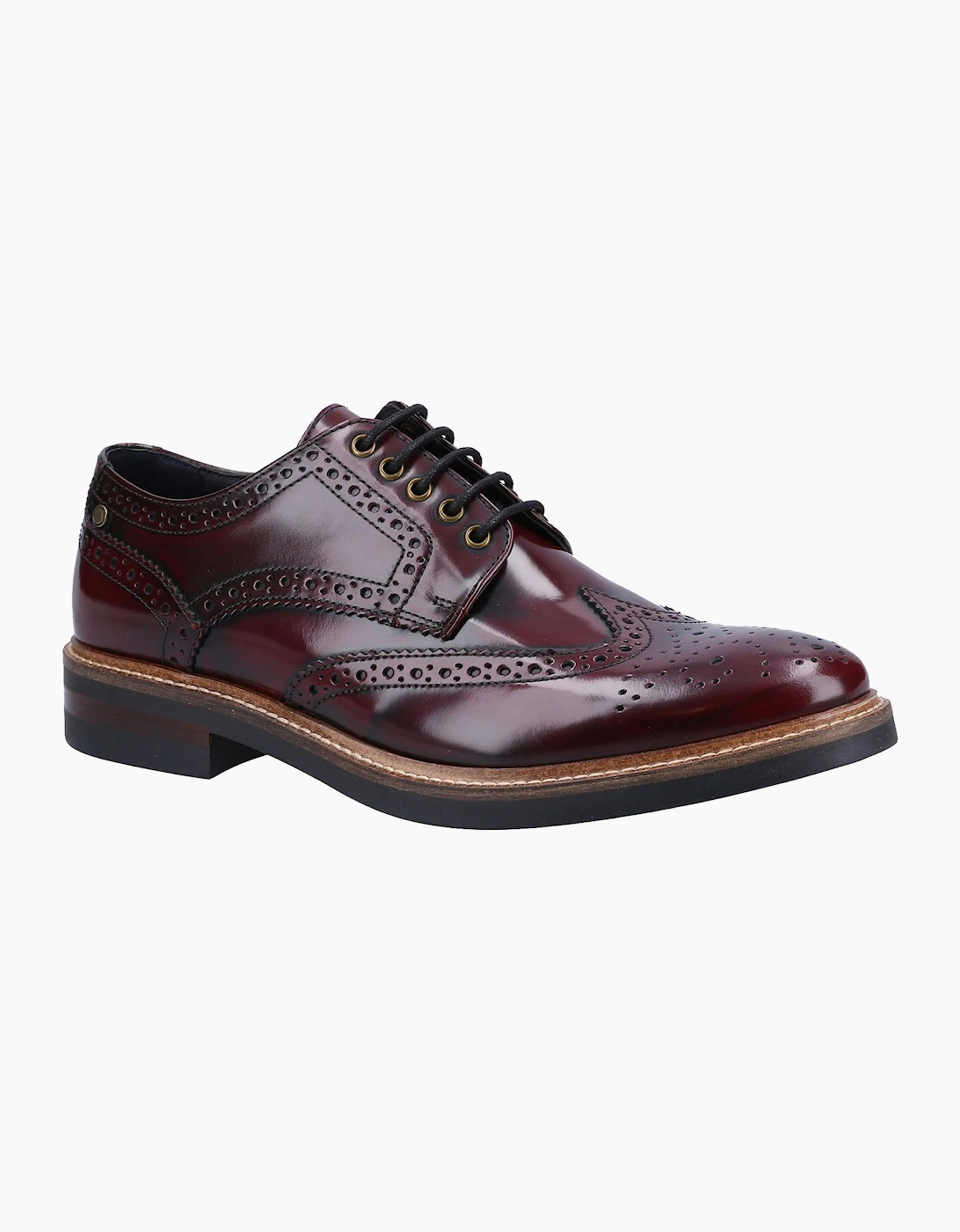 Base London Woburn Hi-Shine Brogue Leather Mens Shoes Bordo