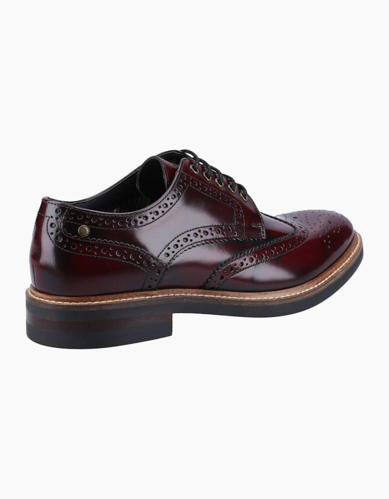 Base London Woburn Hi-Shine Brogue Leather Mens Shoes Bordo