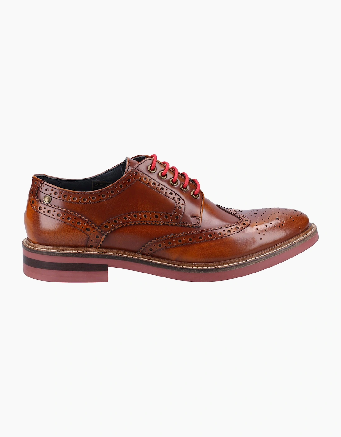 Base London Woburn Hi-Shine Brogue Leather Mens Shoes Tan