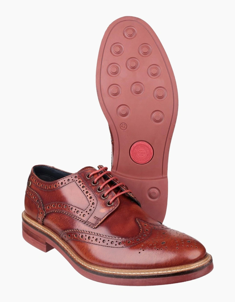 Base London Woburn Hi-Shine Brogue Leather Mens Shoes Tan