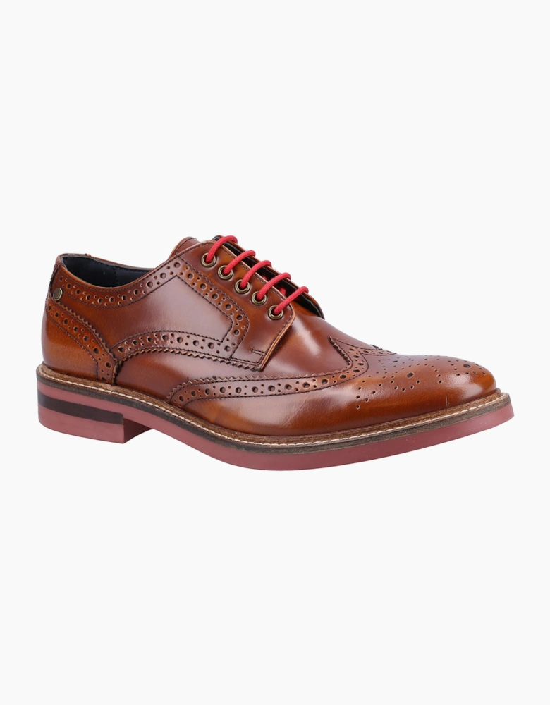 Base London Woburn Hi-Shine Brogue Leather Mens Shoes Tan