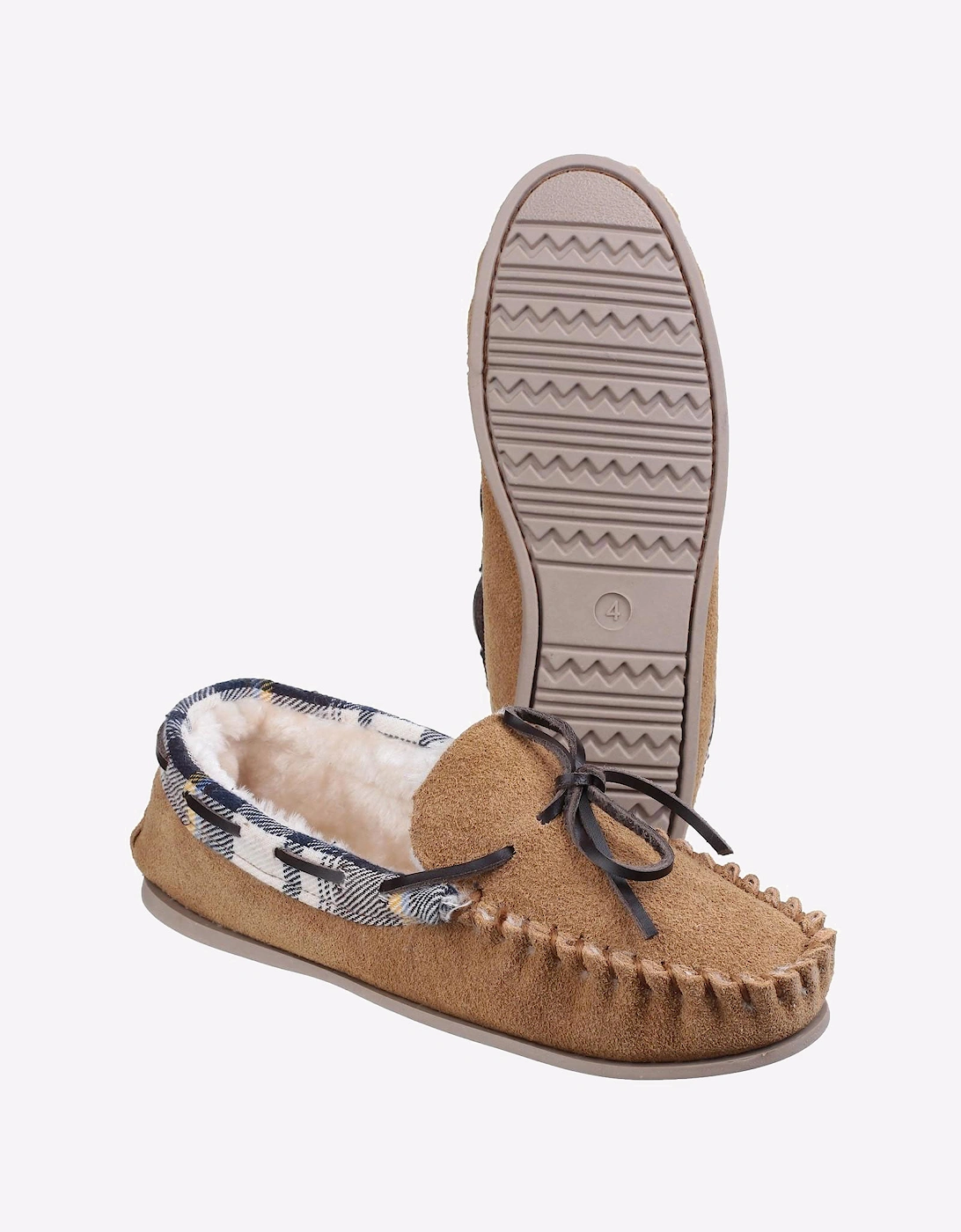 Cotswold Kilkenny Slip on Moccasin Slipper Womens Tan