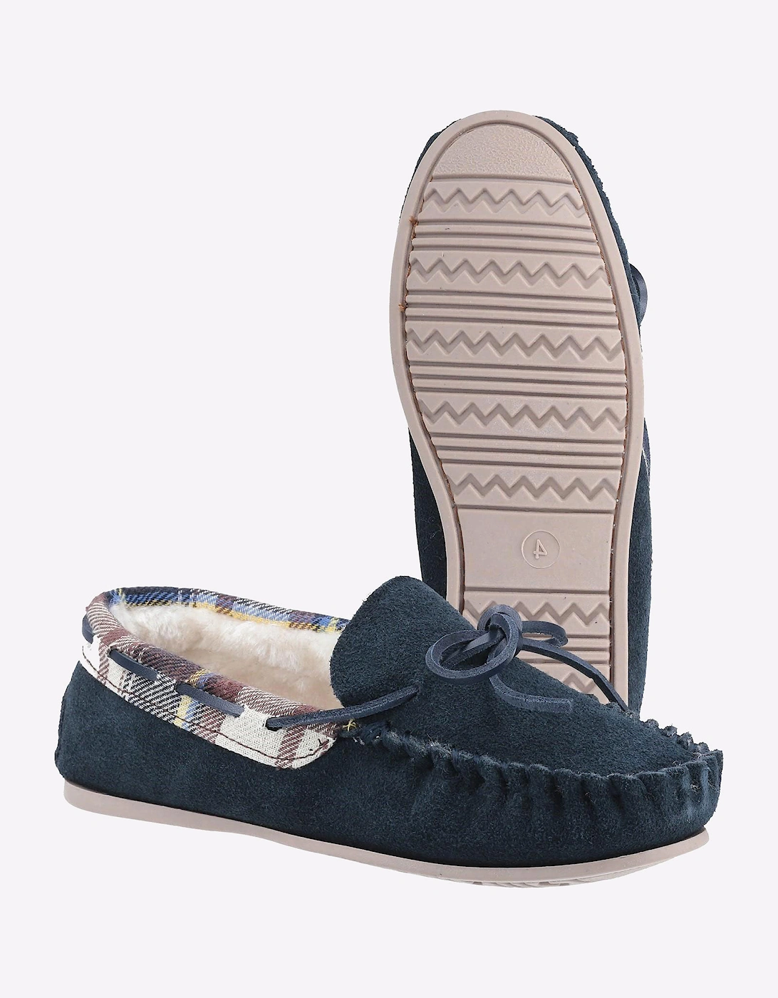 Cotswold Kilkenny Slip on Moccasin Slipper Navy