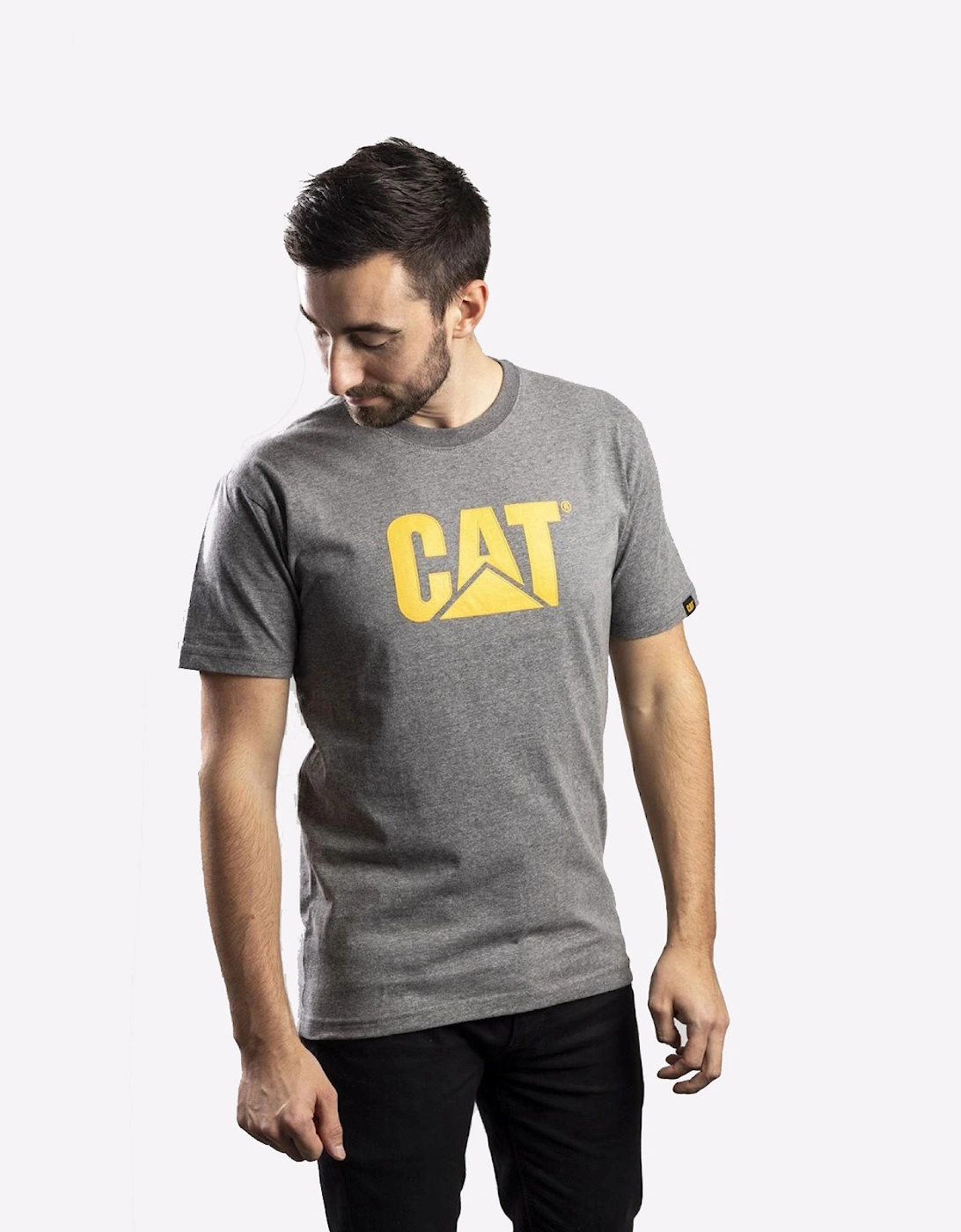 Men's Caterpillar Trademark Logo T-Shirt Mens Dark Heather Grey - Size: UK xl