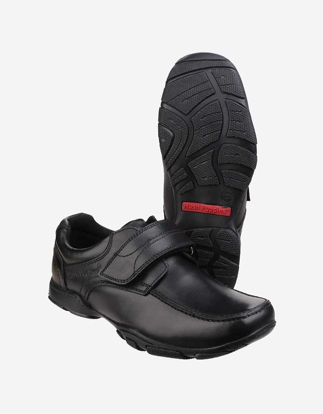 Hush Puppies Freddy 2 Leather Junior Boys Shoes Black