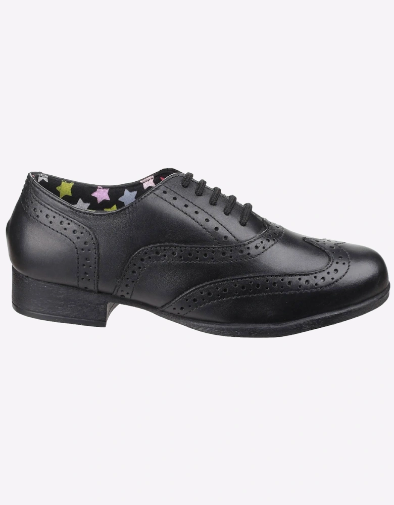 Hush Puppies Kada Leather Junior Boys Shoes Black