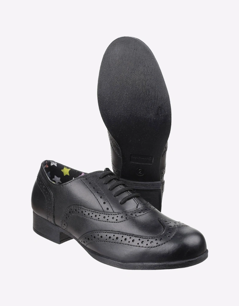 Hush Puppies Kada Leather Junior Boys Shoes Black