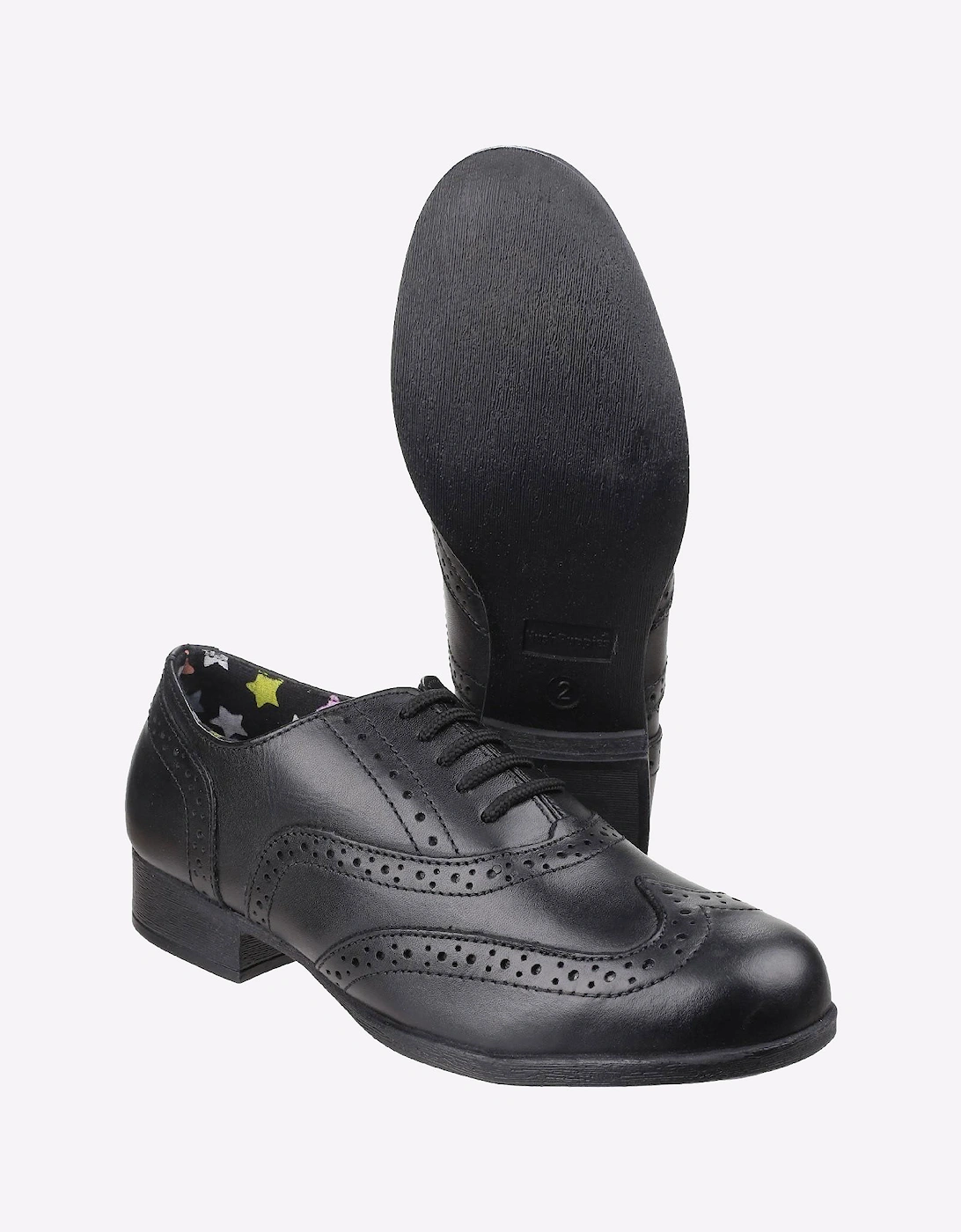 Hush Puppies Kada Leather Junior Boys Shoes Black