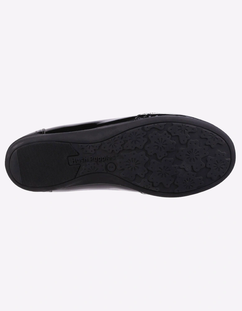 Hush Puppies Esme Leather Junior Girls Shoes Patent Black