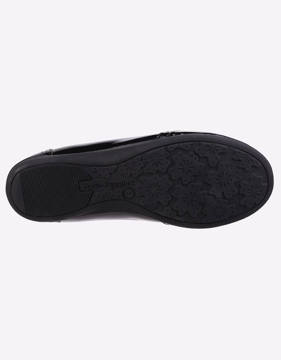 Hush Puppies Esme Leather Junior Girls Shoes Patent Black