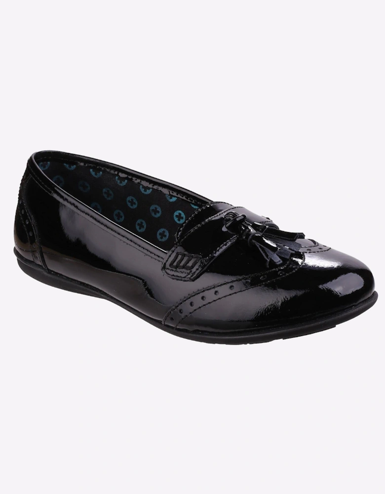 Hush Puppies Esme Leather Junior Girls Shoes Patent Black