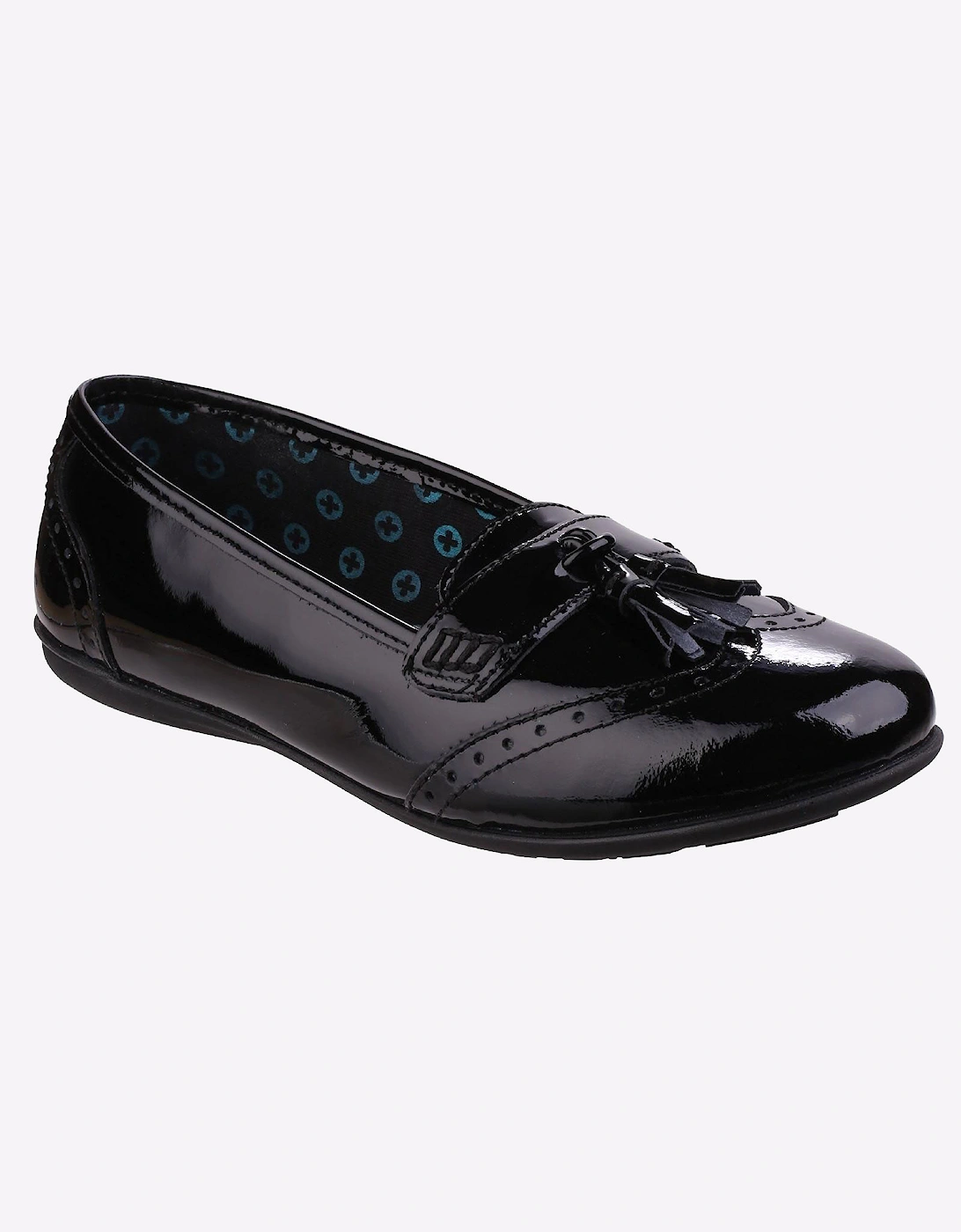 Hush Puppies Esme Leather Junior Girls Shoes Patent Black