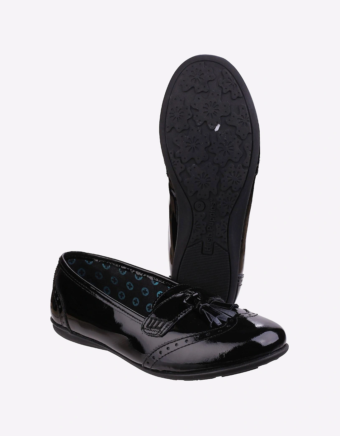 Hush Puppies Esme Leather Junior Girls Shoes Patent Black