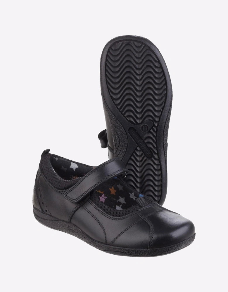 Hush Puppies Cindy Leather Junior Girls Shoes Black