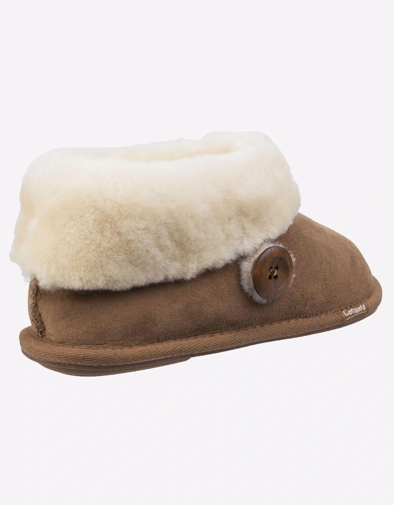 Cotswold Wotton Sheepskin Bootie Slipper Womens Girls Chesnutt