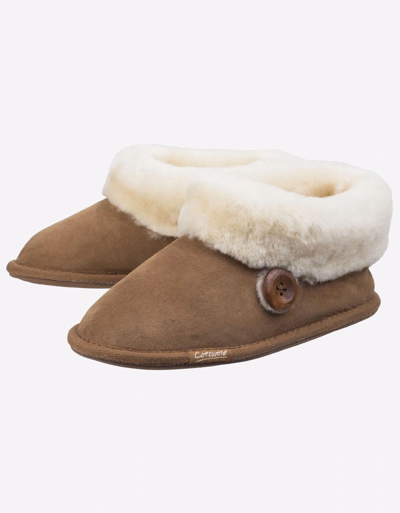 Cotswold Wotton Sheepskin Bootie Slipper Womens Girls Chesnutt