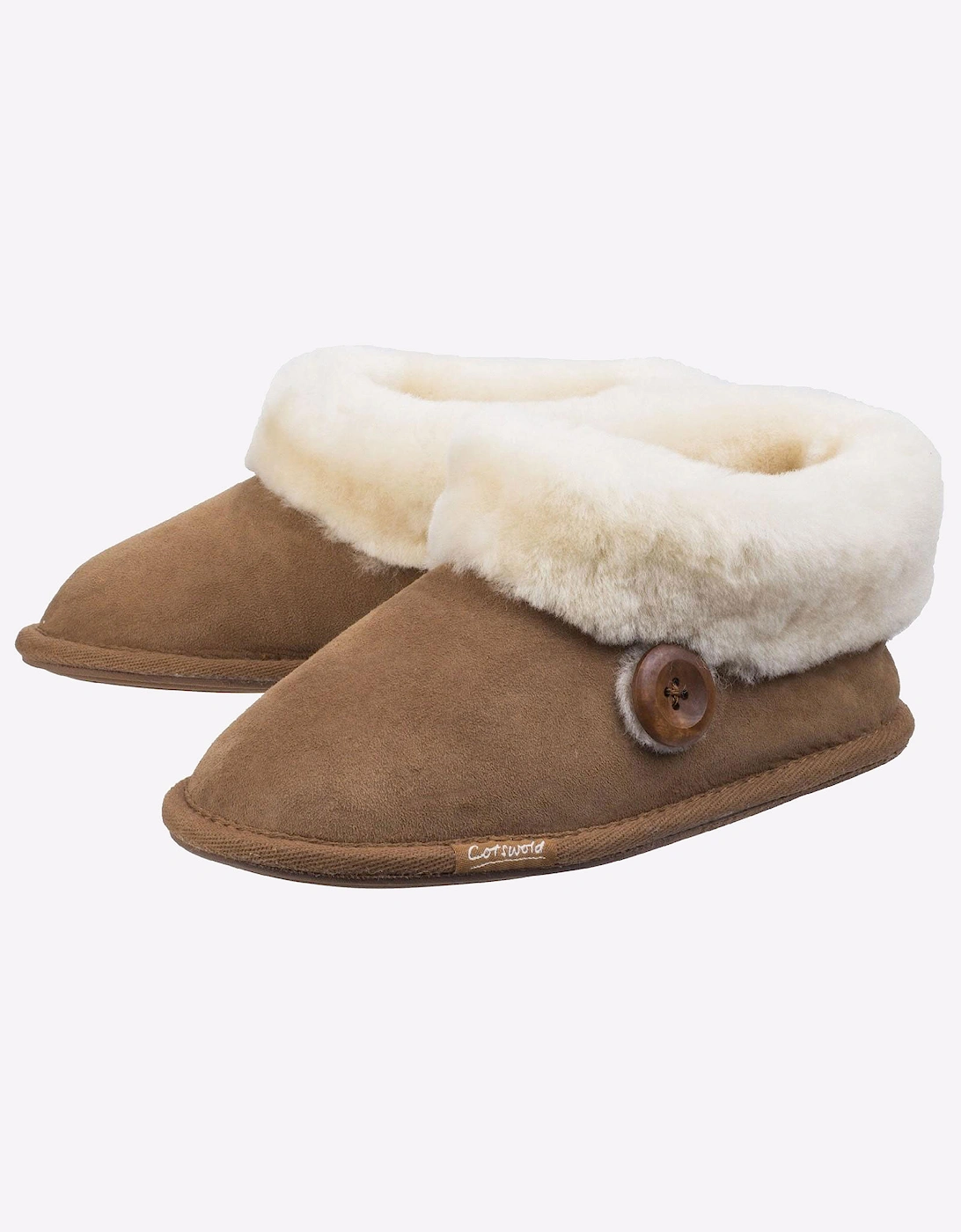 Cotswold Wotton Sheepskin Bootie Slipper Womens Girls Chesnutt
