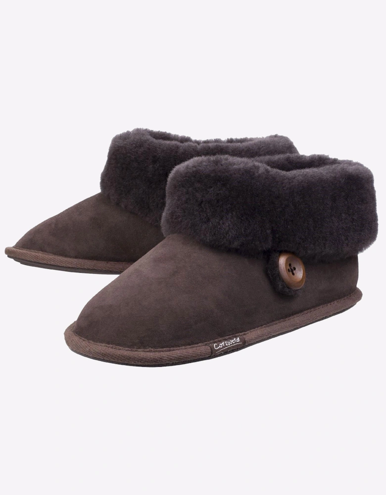 Cotswold Wotton Sheepskin Bootie Slipper Womens Girls Chocolate