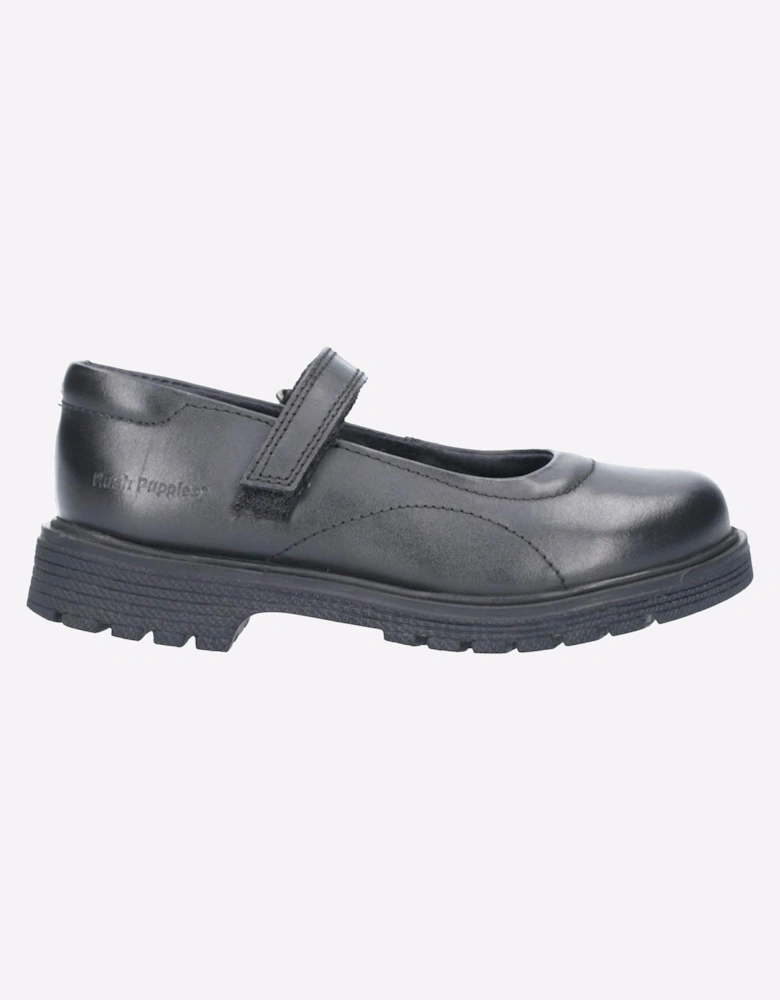 Hush Puppies Tally Leather Junior Girls Shoes Black