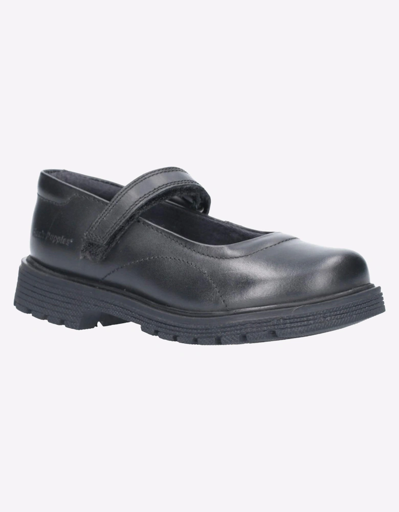 Hush Puppies Tally Leather Junior Girls Shoes Black