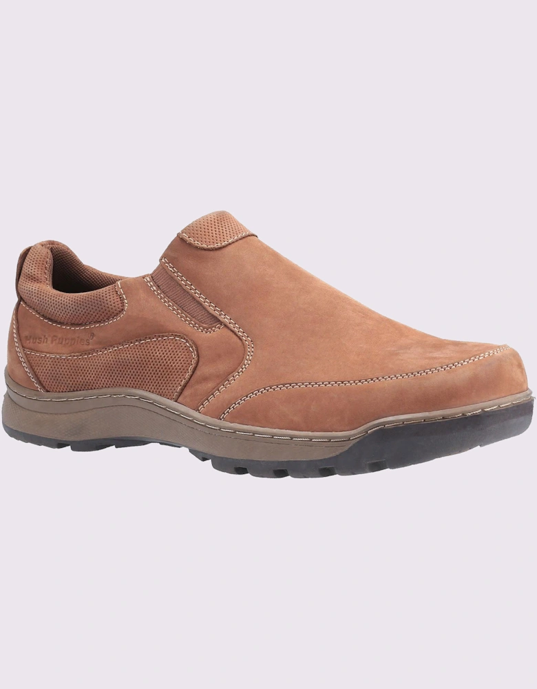 Hush Puppies Jasper Slip On Mens Leather Shoes Tan Nubuck
