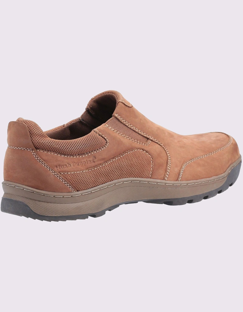 Hush Puppies Jasper Slip On Mens Leather Shoes Tan Nubuck
