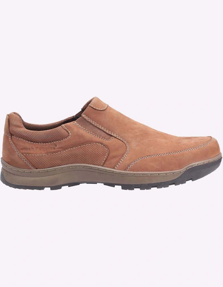 Hush Puppies Jasper Slip On Mens Leather Shoes Tan Nubuck