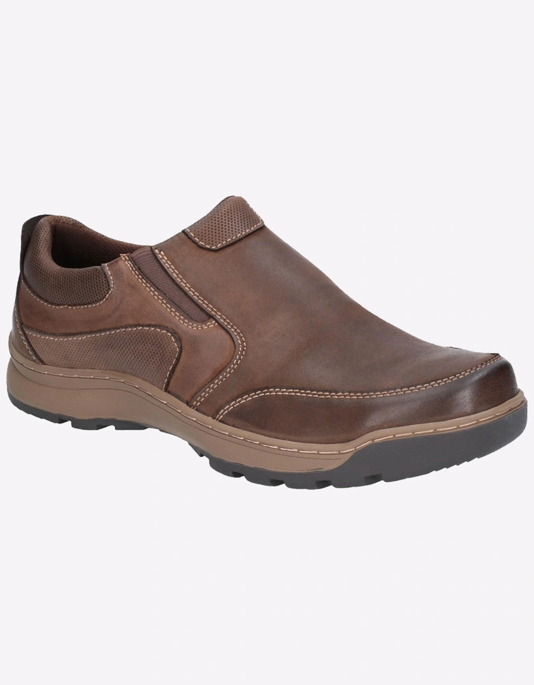 Hush Puppies Jasper Slip On Mens Leather Shoes Brown